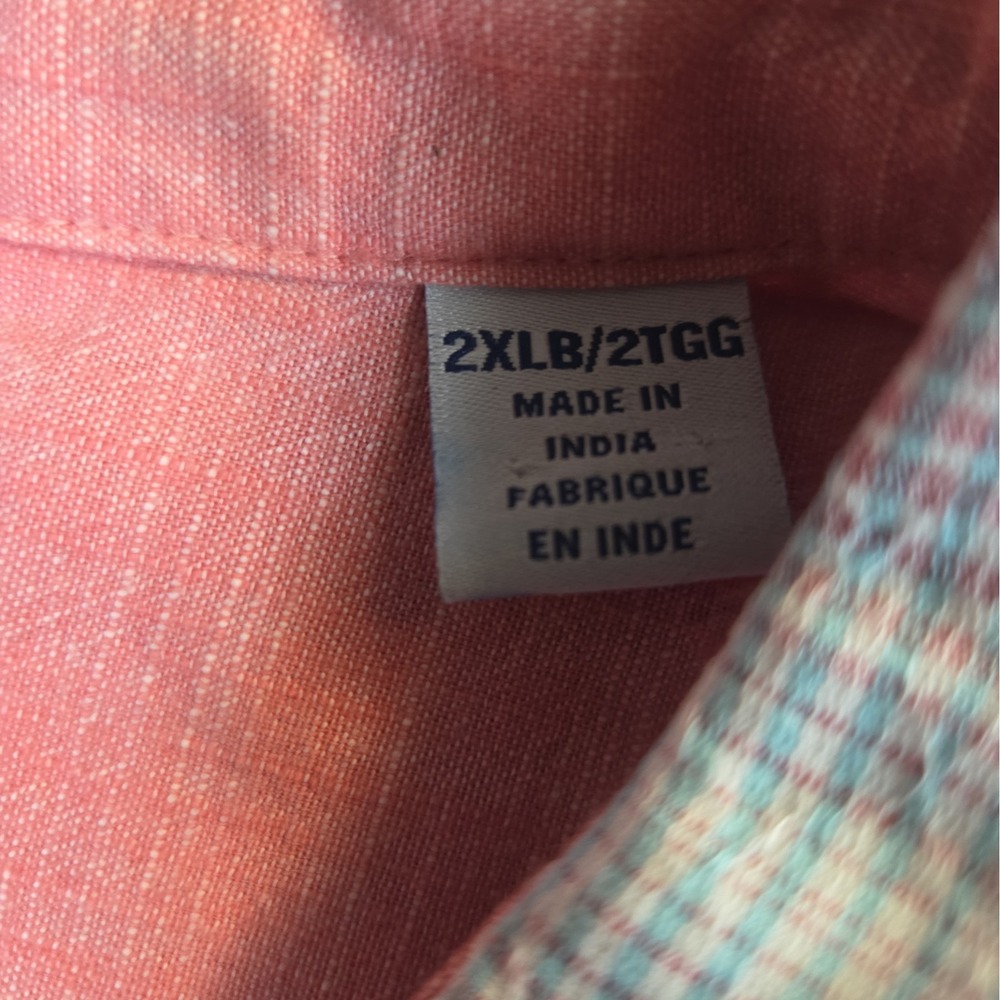 Tommy Bahama 2XB Red/Pink Blue Linen Cotton Short Sleeve Shirt Ravenna Plaid - Picture 4 of 9